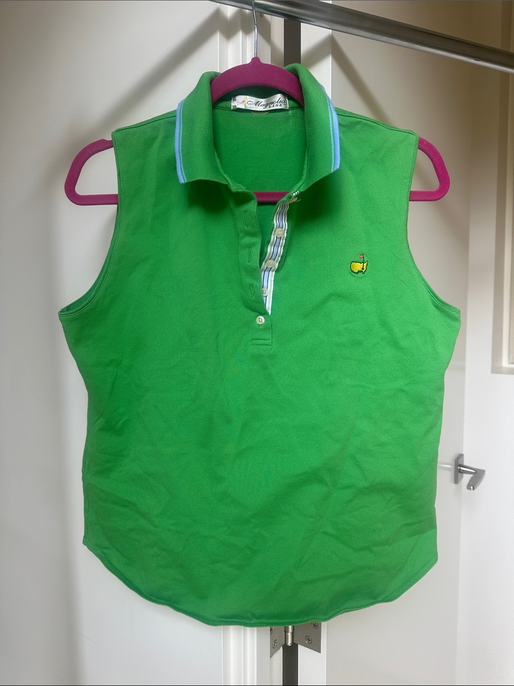 Magnolia Lane Green Sleeveless Masters Polo with Contrast Trim Size Medium